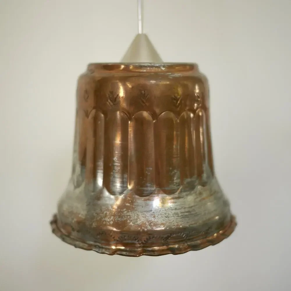 Vintage French Country Rustic Primitive Copper Hanging Pendant Light Fixture 4